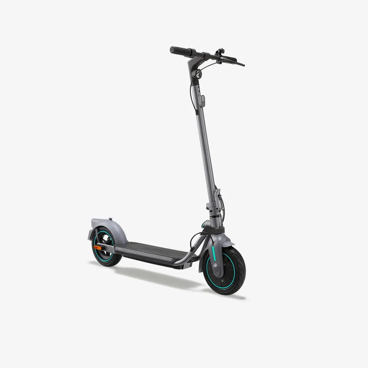 Trottinette électrique Decathlon SD500E gris tempête, dépliée, vue de profil